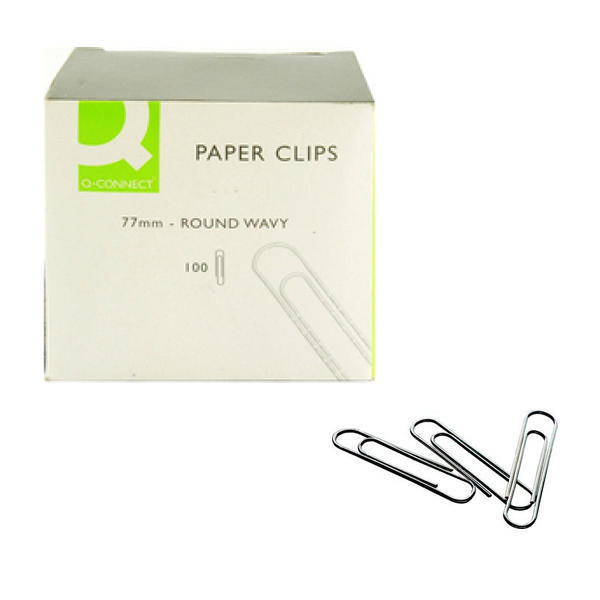 Q-Connect 77mm Round Wavy Paperclips [Pack of 100]