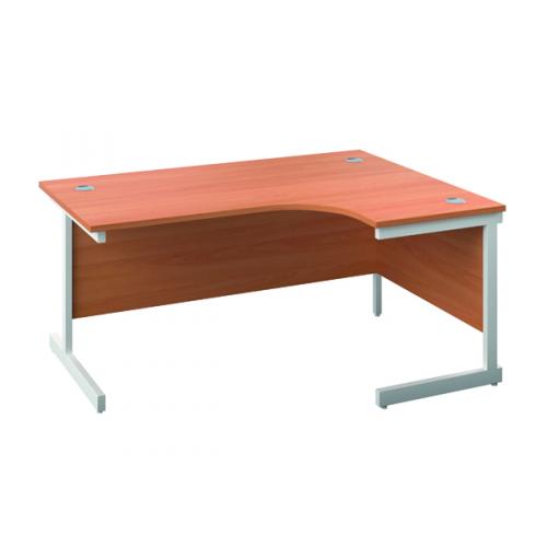 Jemini Cantilever Left Hand Radial Desk 1600mm Beech/Silver KF807520