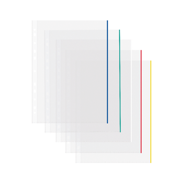 Coloured Edge Punched Pockets A4 [Pack of 100]