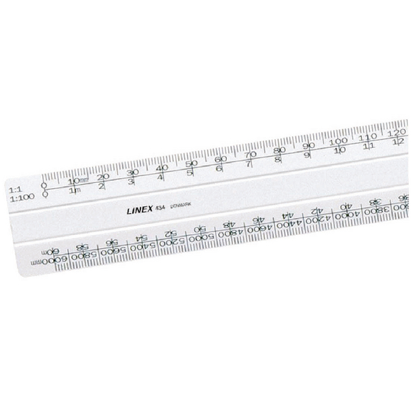 Linex Scale Rule Flat 1:20:25:50:100:200:250:500 30cm