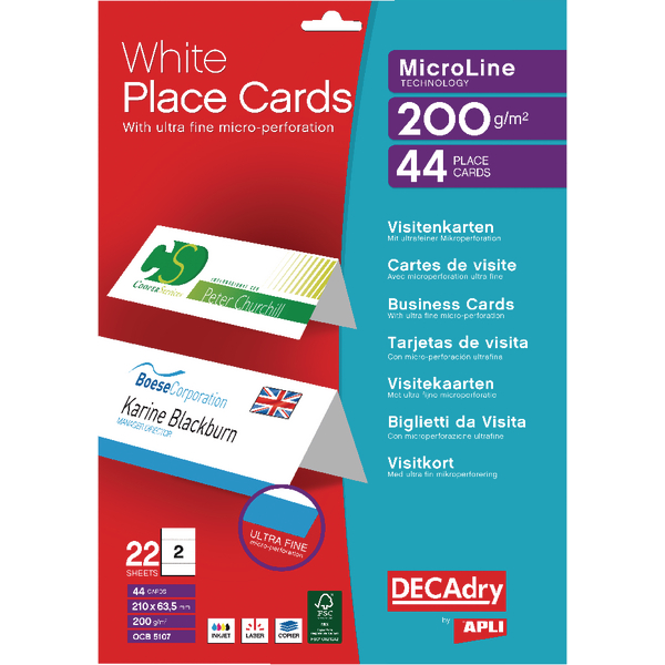 Decadry Place Cards 210x63.5mm [Pack of 44]