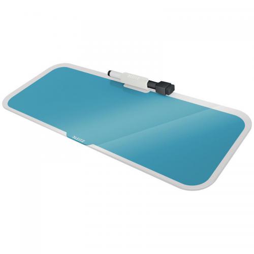 Leitz Cosy Glass Drywipe Desktop Whiteboard Pad Calm Blue