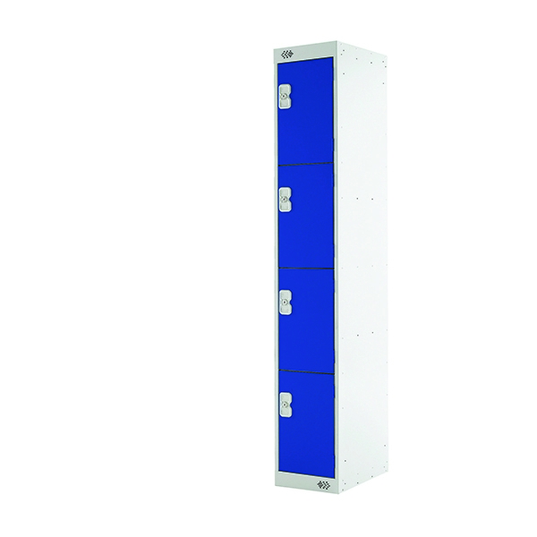 Four Compartment Locker Blue Door 300mm Deep