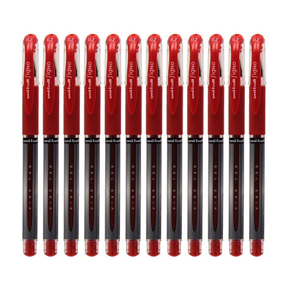 Uniball Signo Gel Grip Rollerball Red [Pack of 12]