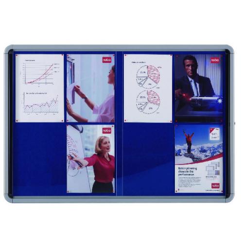 Nobo Premium Plus Blue Felt Lockable Notice Board 8xA4