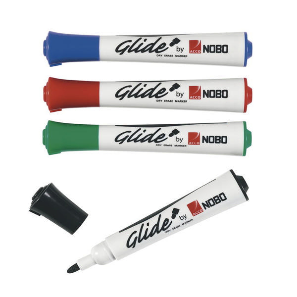 Nobo Glide Drymarker Assorted [Pack of 4]
