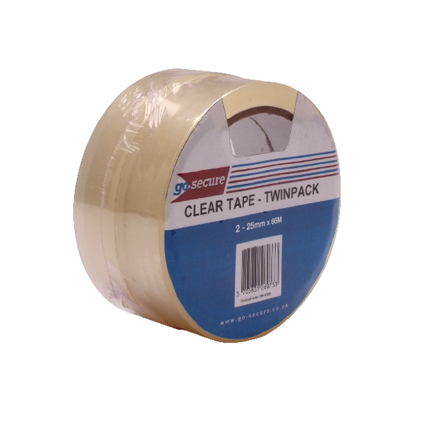 GoSecure Twin Pack Clear Tape  25mmx6m [Pack of 6]