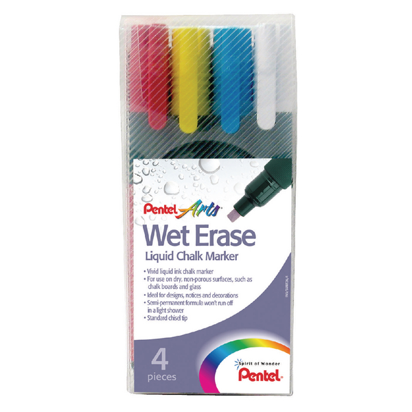 Pentel Liquid Chalk Markers Assorted [Pack of 4]
