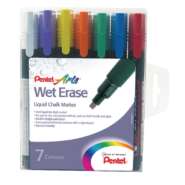 Pentel Liquid Chalk Markers Assorted [Pack of 7]