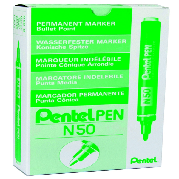 Pentel Marker Bullet Tip Green N50-D [Pack of 12]