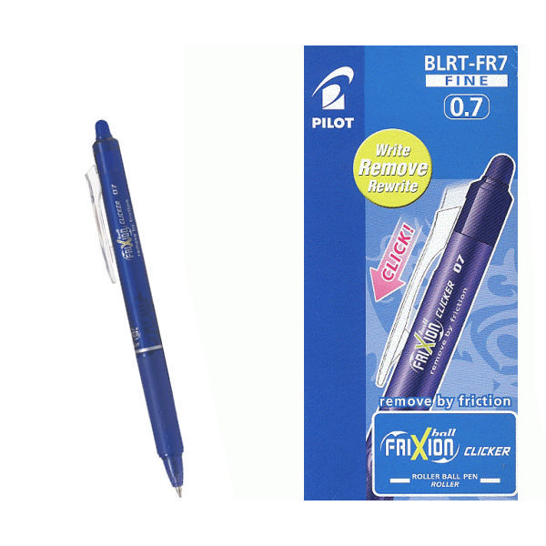 Pilot Frixion Clicker Retractable Rollerball Pen 0.7mm Blue [Pack of 12]