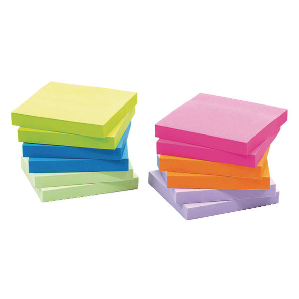 Initiative Sticky Notes Neon 76x76mm [Pack of 12] alternative image 1