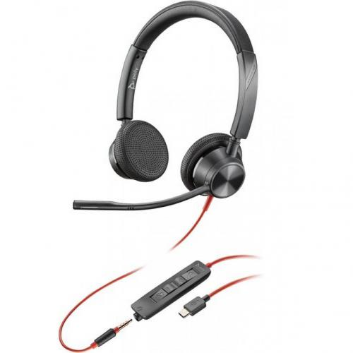 HP Poly Blackwire 3325 3.5mm and USB UC Stereo Headset with USB-A to C Adaptor