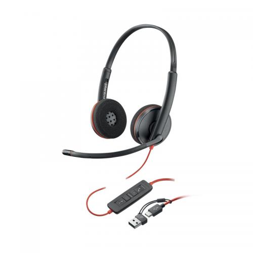 HP Poly Blackwire C3220 USB-C Stereo Headset with USB Adaptor