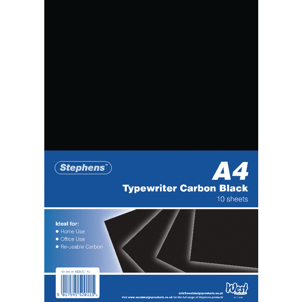 Stephens Typewriter Carbon Paper Black [Pack of 10x10]
