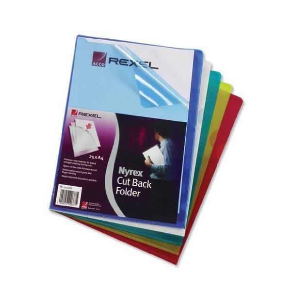 Rexel Nyrex Cut Flush Folder Assorted [Pack of 25]