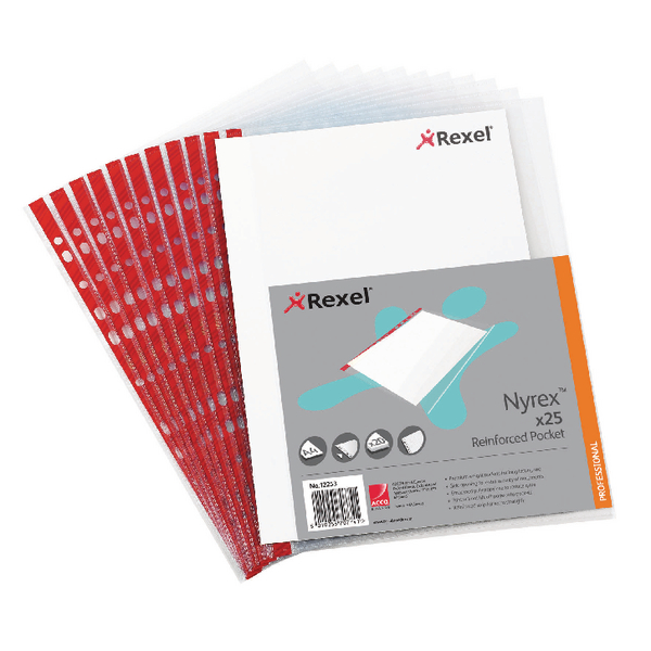 Rexel Nyrex Punched Pockets Side Opening A4 [Pack of 25]