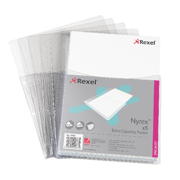 Nyrex Extra Capacity Pocket A4 Clear [Pack of 5]