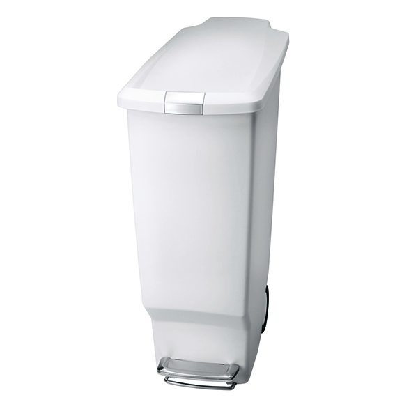 Slim White Pedal Bin 40 Litre