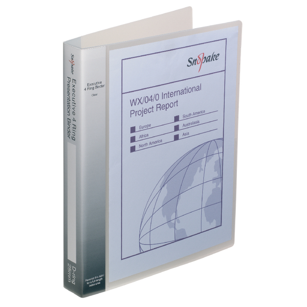 Snopake Executive Presentation Ring Binder 4 D-Ring Binder A4 Clear