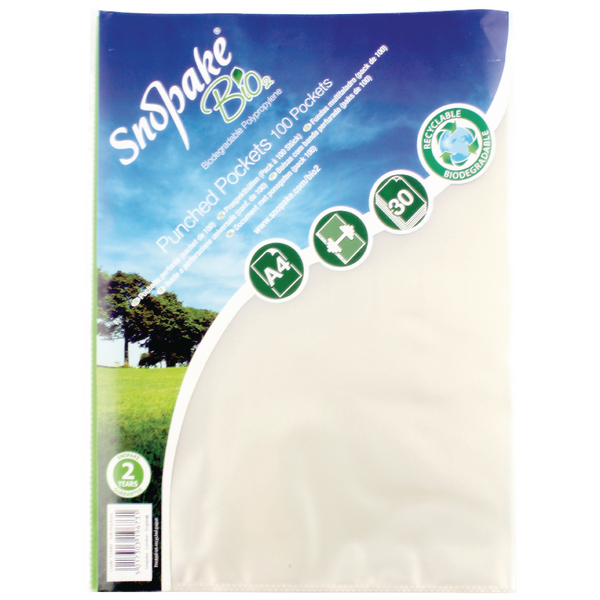 Snopake Recyclable Punched Pockets [Pack of 100]