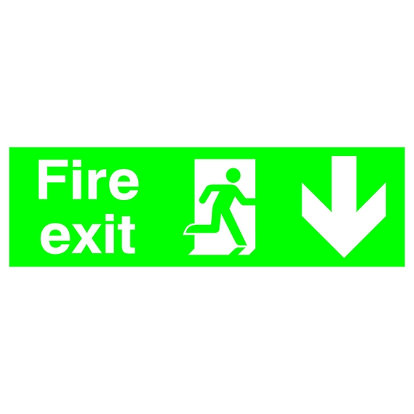 Safety Sign:Fire Exit Down 150x450mm PVC