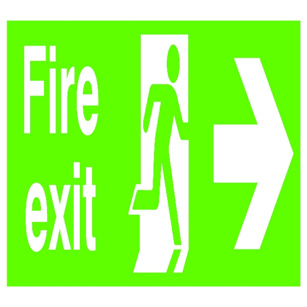 Photoluminescent Sign:Fire Exit Right 150x450mm PVC