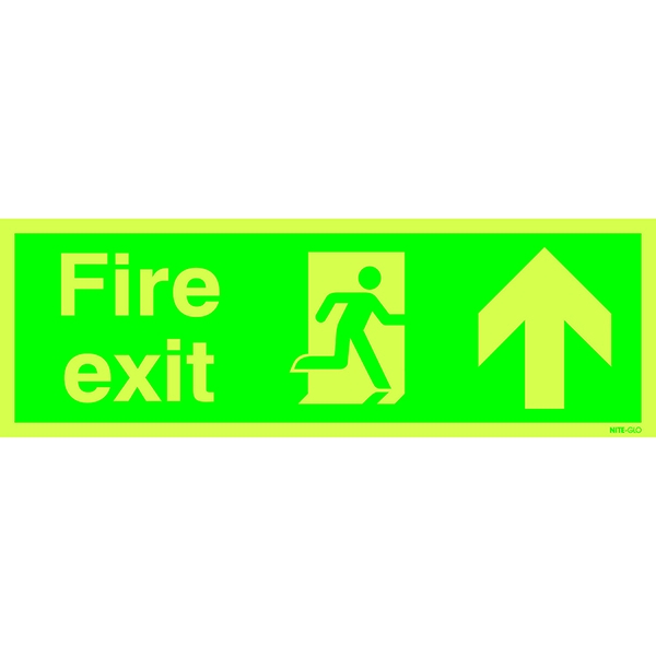 Photoluminescent Sign:Fire Exit Up 150x450mm PVC