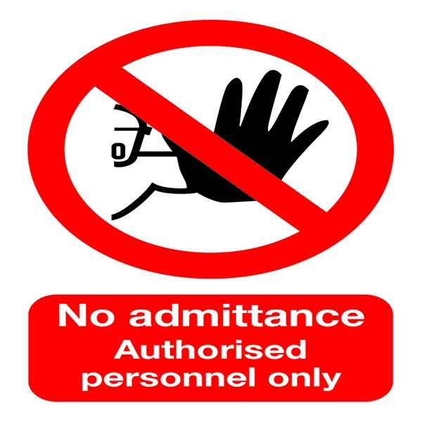 Prohibition Sign:No Admittance, Authorised Personnel Only A5 PVC