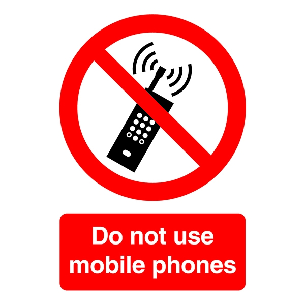 Prohibition Sign:Do Not Use Mobiles A5 PVC