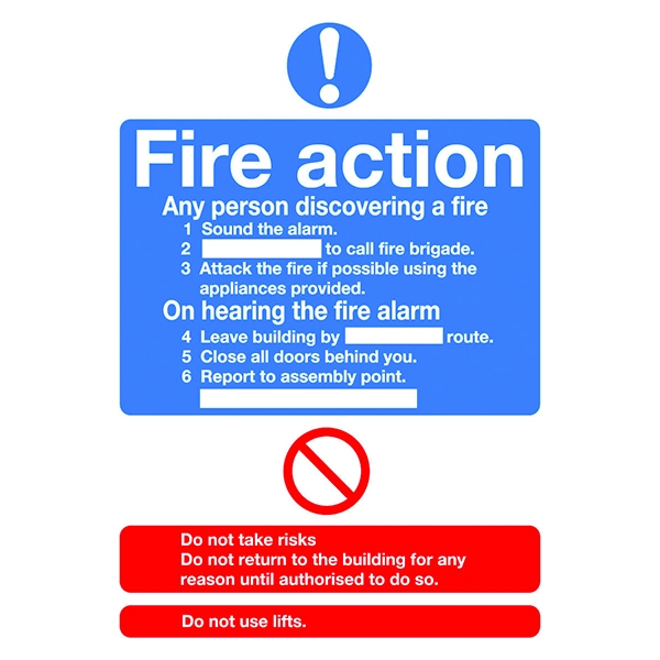 Mandatory Sign:Fire Action A5 Self Adhesive