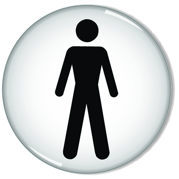 Domed Office Sign:Mens Toilet 60mm Diameter