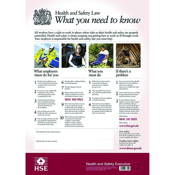 New Health And Safety Law Poster A3 by Signslab
