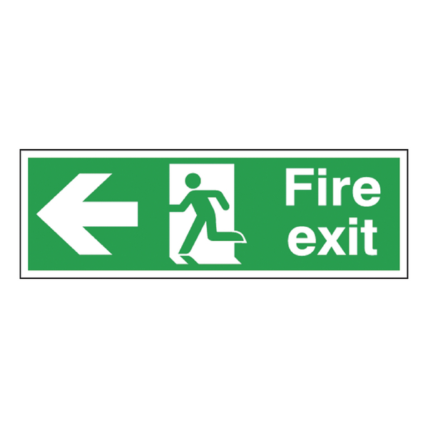 Safety Sign:Fire Exit Left 150x450mm Self Adhesive