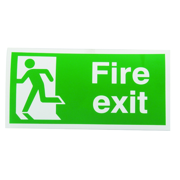 Safety Sign:Fire Exit Left Running Man 150x300mm Self Adhesive