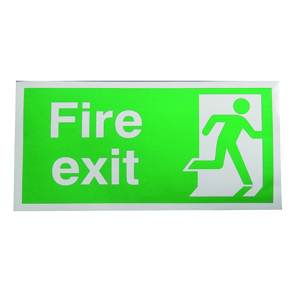 Safety Sign:Fire Exit Right Running Man 150x300mm Self Adhesive