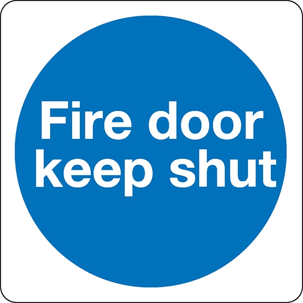 Mandatory Sign:Fire Door Keep Shut 100x100mm Self Adhesive [Pack of 5]