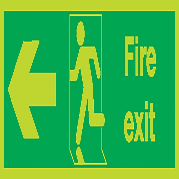 Photoluminescent Sign:Fire Exit Left 150x450mm Self Adhesive