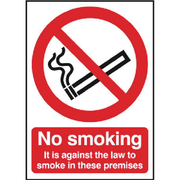 No Smoking Sign:No Smoking (Against the Law) A4 Self Adhesive alternative image 1