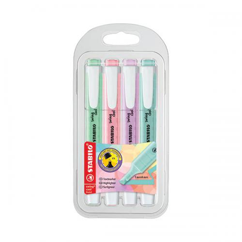 Stabilo Swing Cool Highlighter Pastel Assorted [Pack of 4]