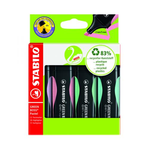 Stabilo Green Boss Highlighters Pastel Assorted [Pack of 4]