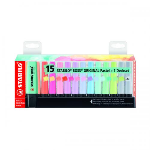 Stabilo Original Boss Highlighters Deskset Pastel [Pack of 15]