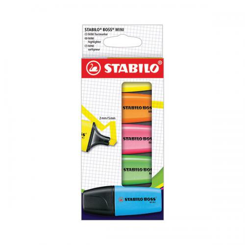 Stabilo Boss Mini Highlighter Pens Card Wallet Assorted [Pack of 5]