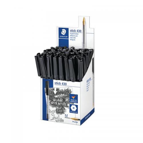 Staedtler Stick 430 Ballpoint Pens in CDU Black [Pack of 50]