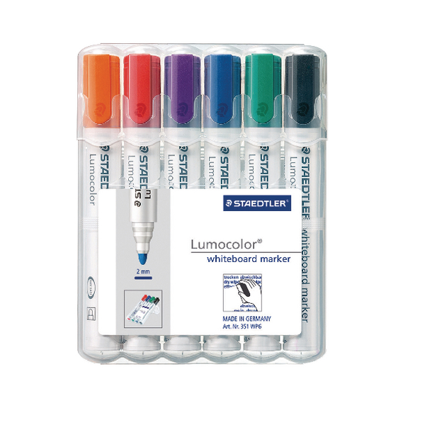 Staedtler Lumocolor 351 Whiteboard Marker Assorted Bullet Tip [Pack of 6]