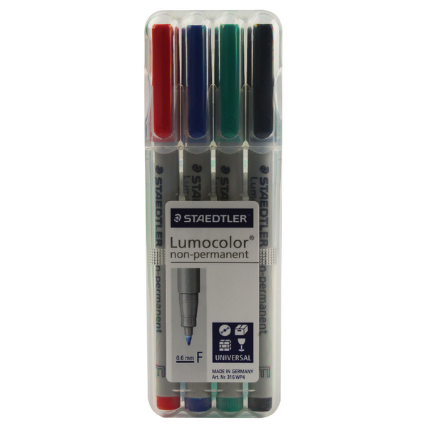 Staedtler Lumocolor Fine Water Soluble Assorted [Pack of 4]