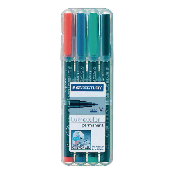 Staedtler Lumocolor Medium Permanent Assorted [Pack of 4]