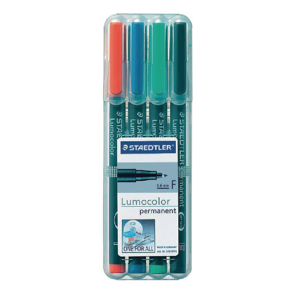 Staedtler Lumocolor Fine Permanent Assorted [Pack of 4]
