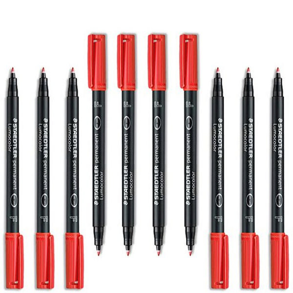 Staedtler Lumocolor Fine Permanent Red [Pack of 10]
