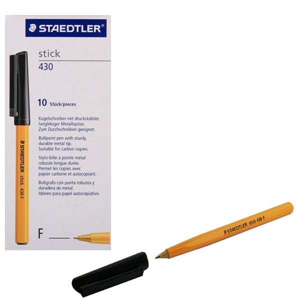 Staedtler Stick Ball Pen Fine Black 430 [Pack of 10]